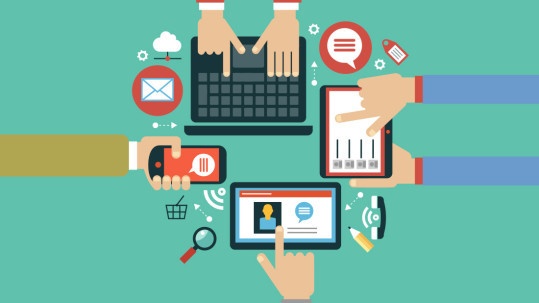 Illustratie over online samenwerken Illustratie over online samenwerken